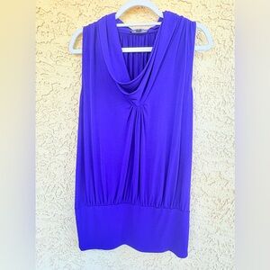 Vintage Y2K Women Large Banded Bottom Draped Bubble Sheath Dress  Royal Purple